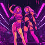 Two girl body pressed and dancing and have big boo