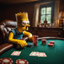Bart Simpson in the attic doing poker games and ca