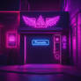 A demonic neon sign in a wall and Hyper realistic
