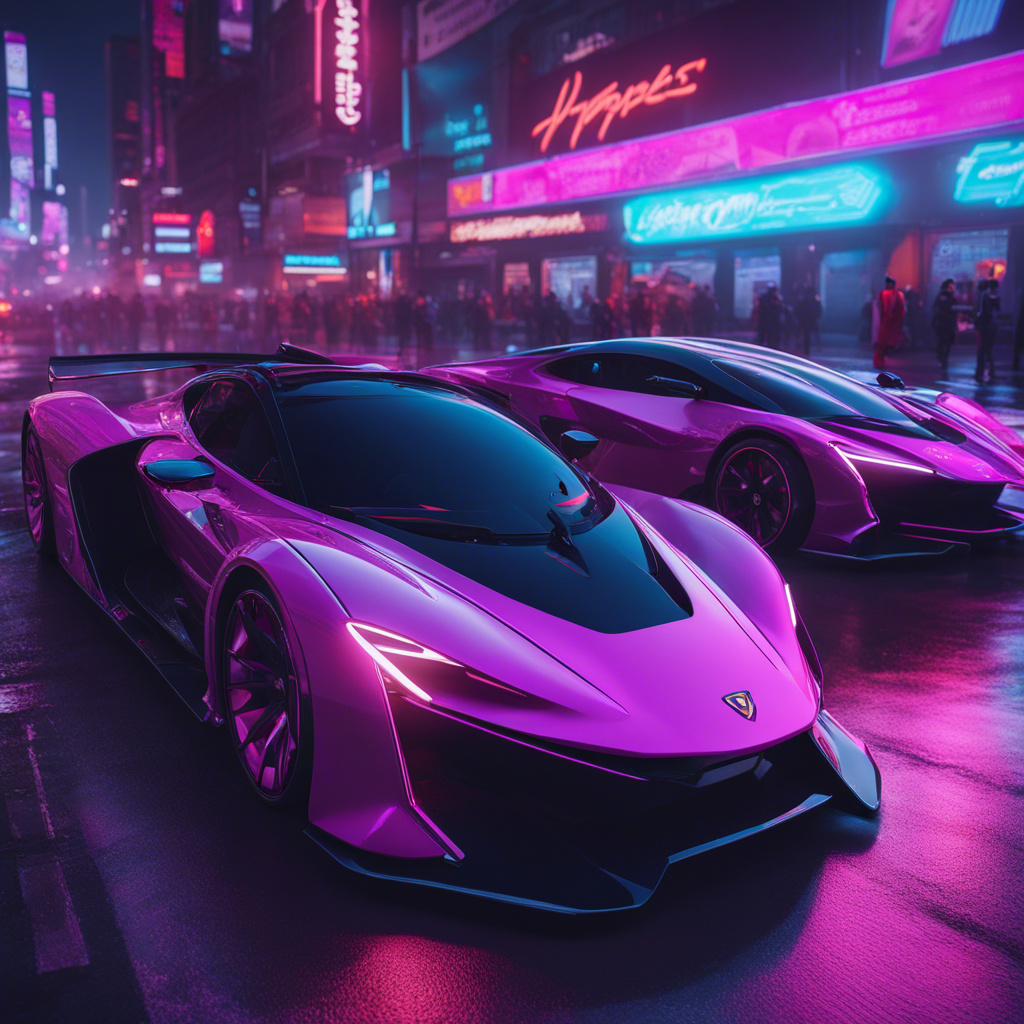 A hyper car racing in the streets and Hyper realis