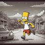 Bart Simpson getting chased by his sister and pare