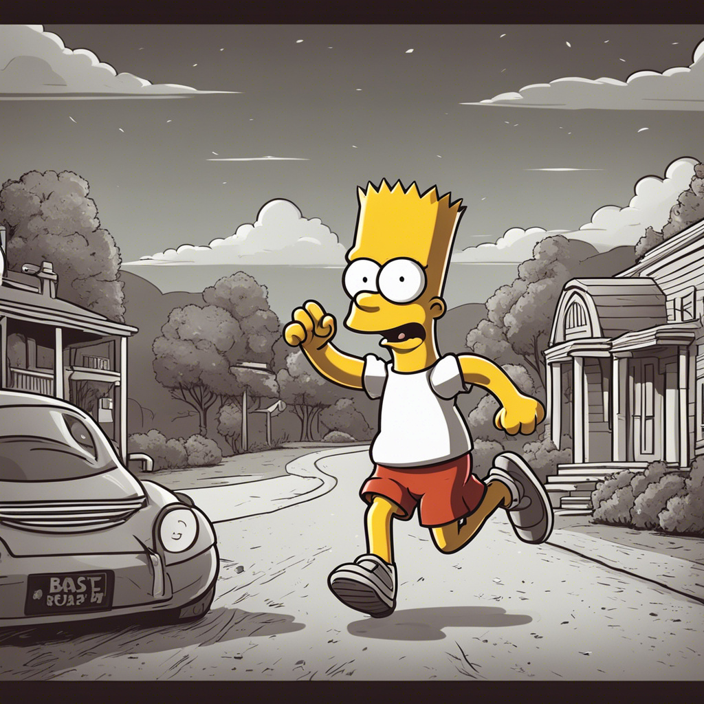 Bart Simpson getting chased by his sister and pare