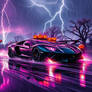 Lamborghini SVJ cuts through storm, black gleam sl