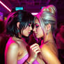 Two girl body pressed and dancing and have big boo