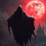 An extreme shadow horror fantasy scene: a levitati