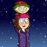 Meg and Stewie under the snow