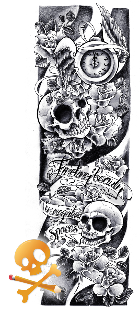 Commission - Skulls sleeve