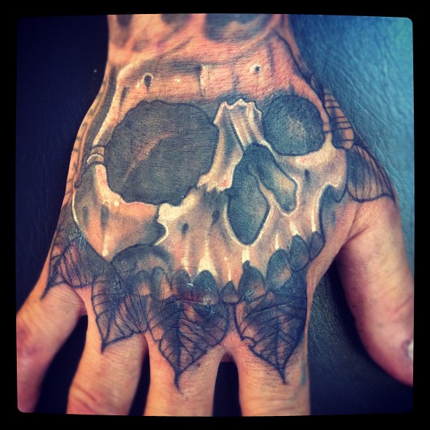 Skull on hand