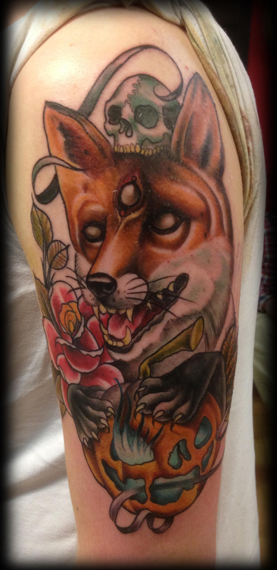 Fox halloween sleeve progress