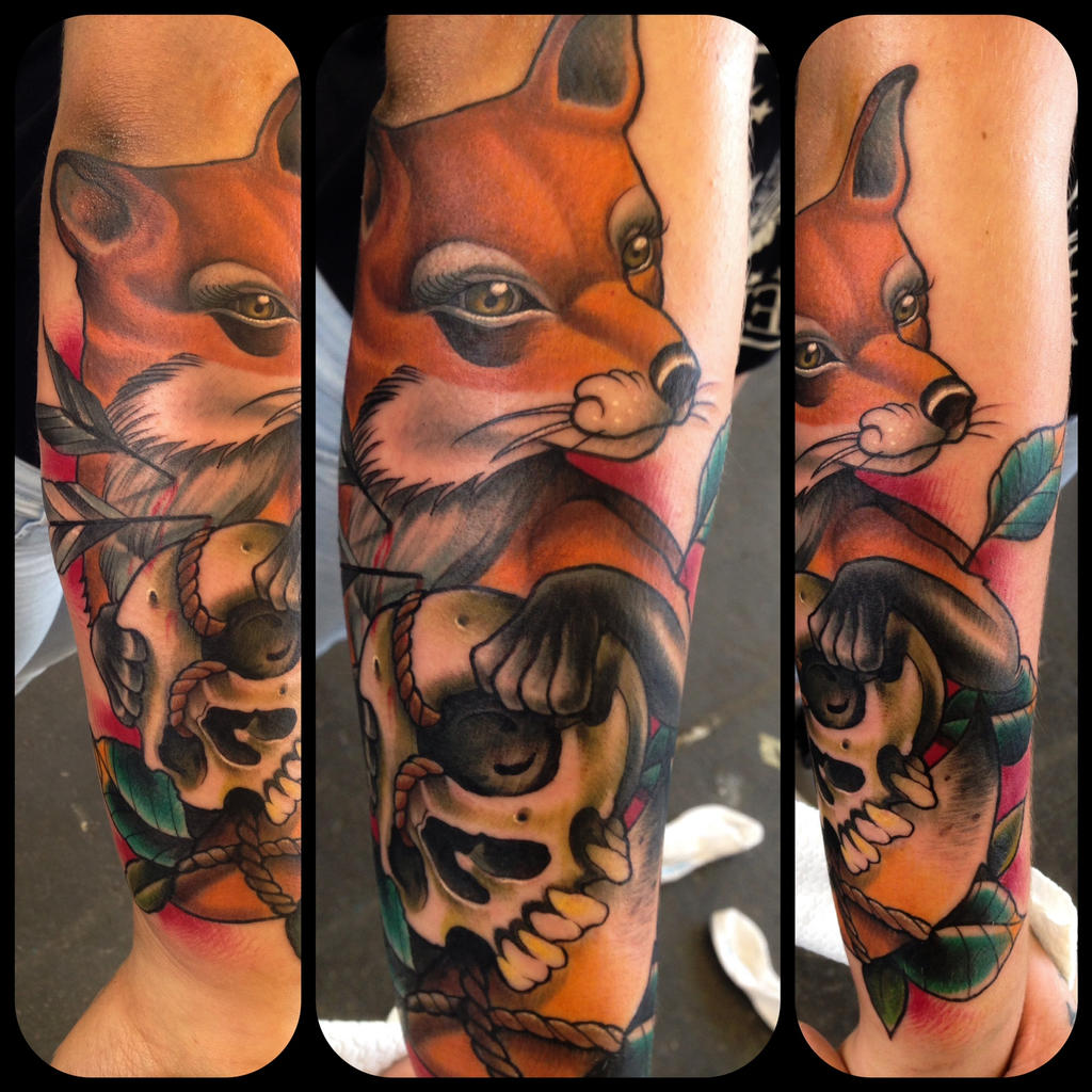 neo traditional fox tattoo