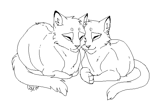 Feline Couple Lineart