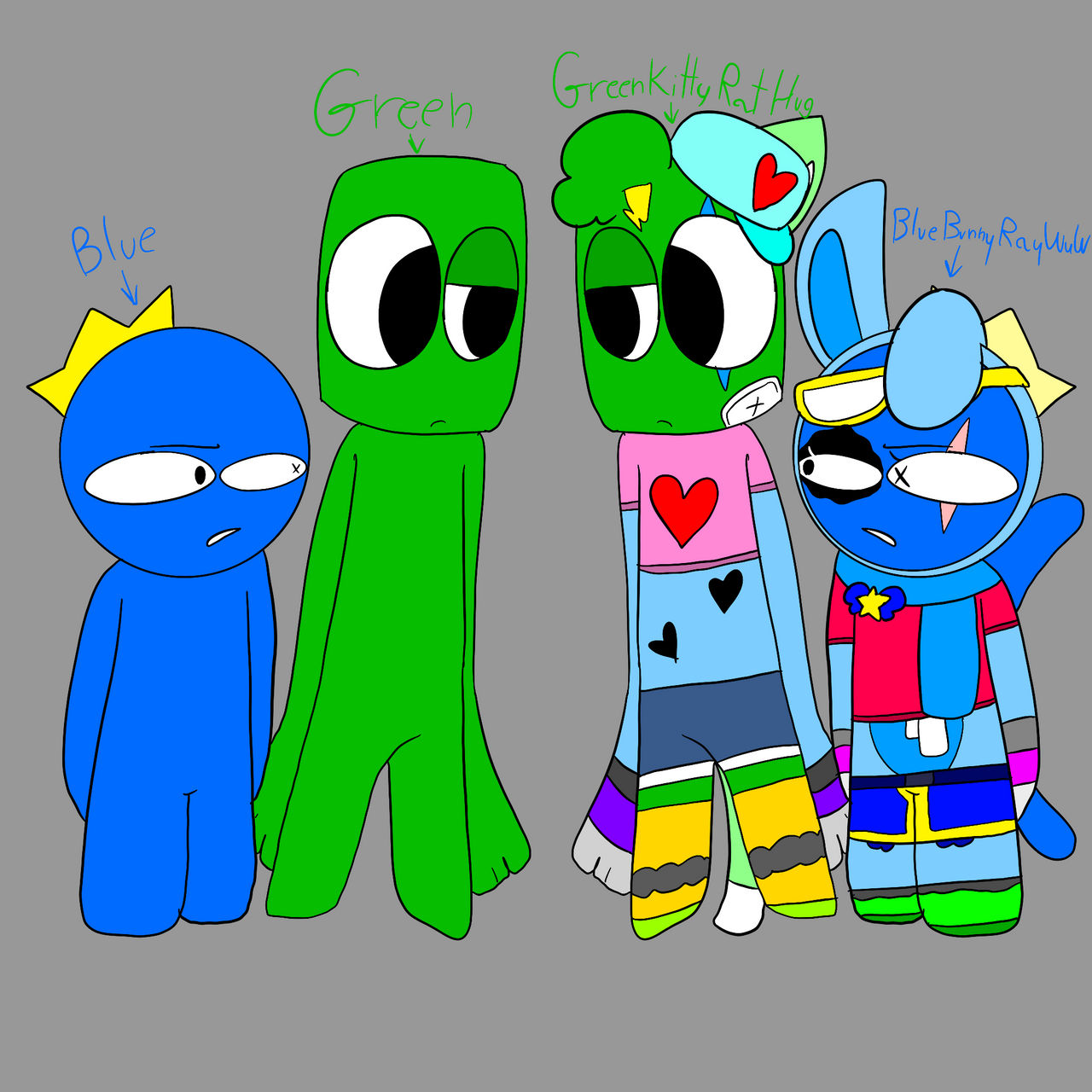 Blue x Green Rainbow Friends FRIENDS GOOGLE THEMSELVES two parts