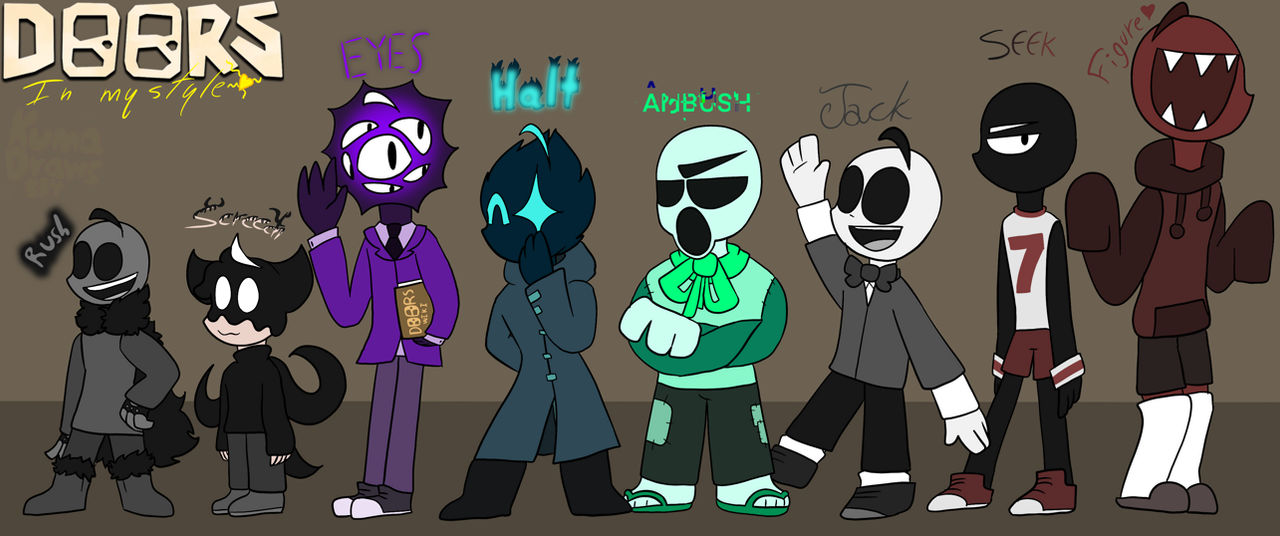 All doors entities in my style by KumaDraws334 on DeviantArt