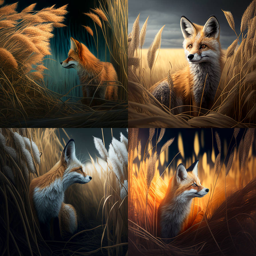Fictional Fox A Fox in an Ominous Foxtail Field- Ai Art by Fiction-Art-Author on ...