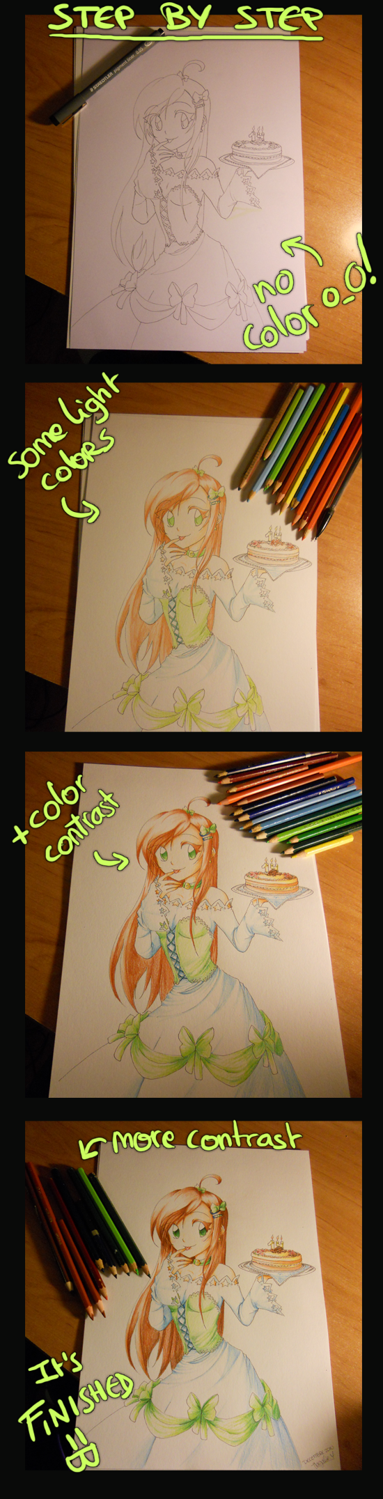 step by step - Colored pencils