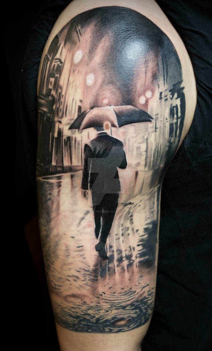 Тату человек с зонтом