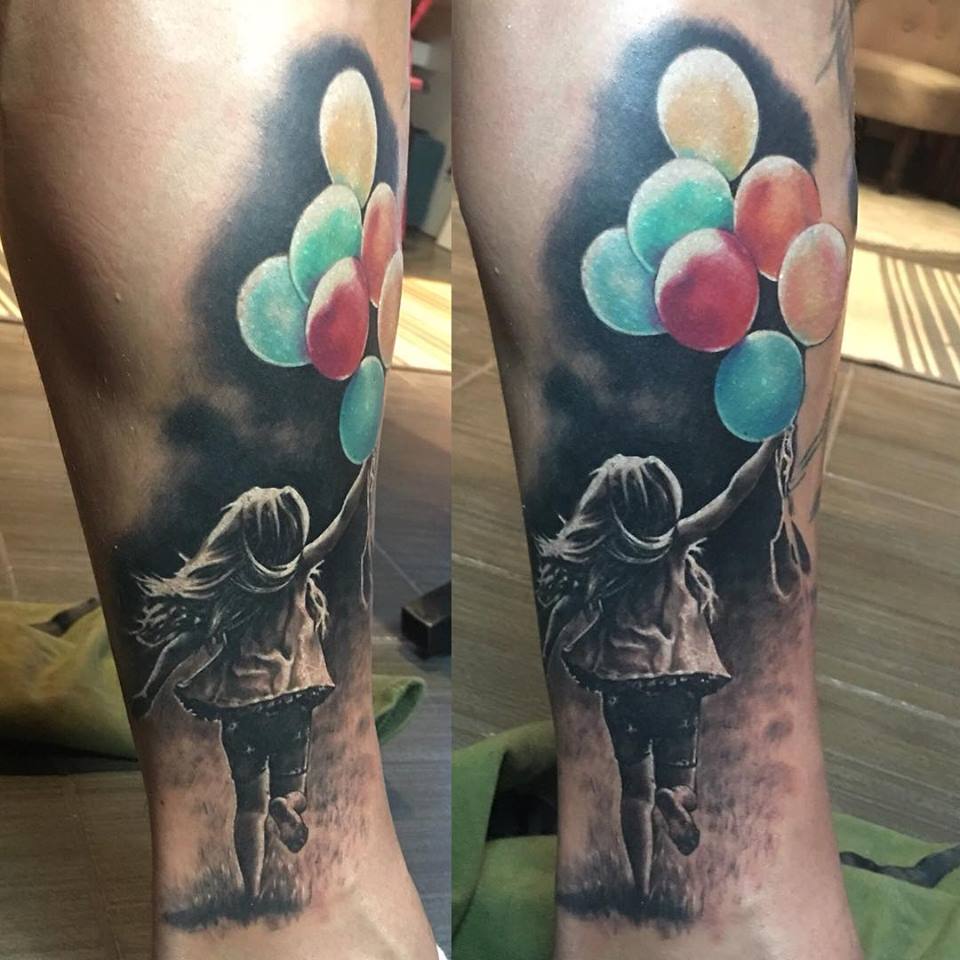Little girl with balloons tattoo by SelfmadeTattooBerlin on DeviantArt