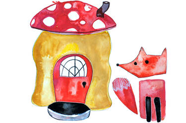 Mushroom-house and fox