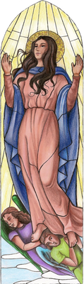 Mary-stained glass window