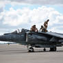 Ground crew on Harrier Jet