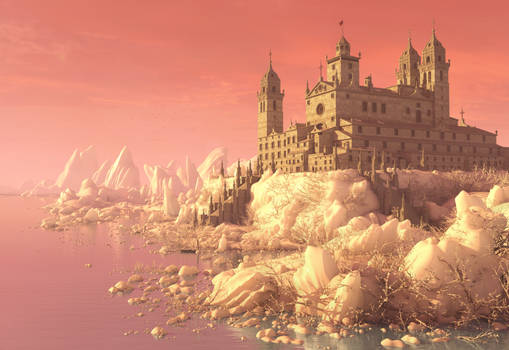 Fantasy Winter Castle. 3d Environment
