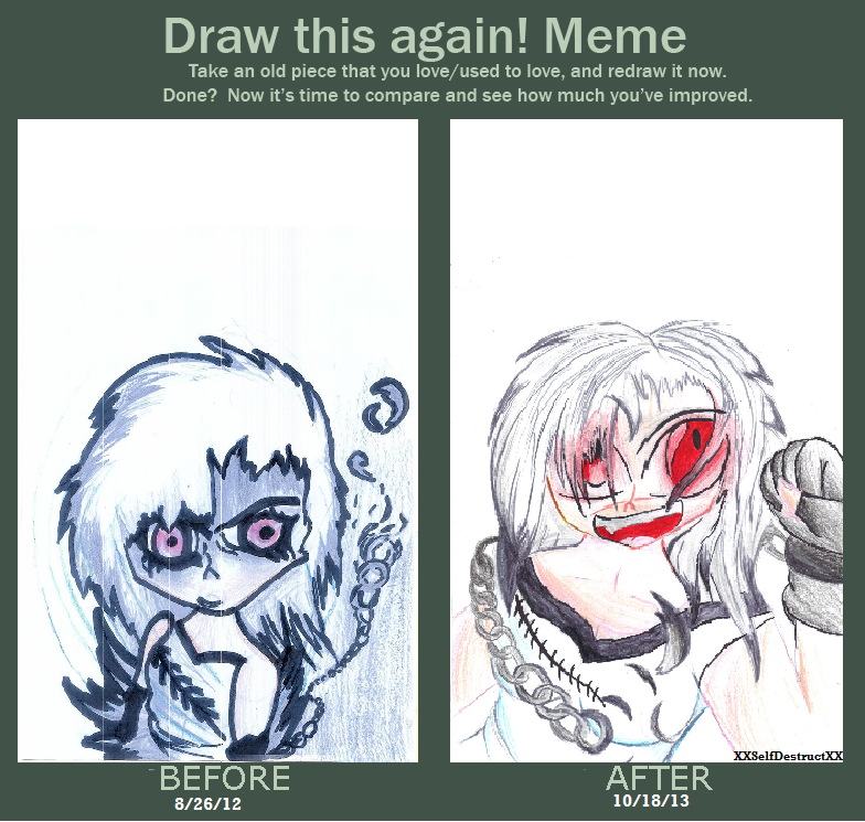 Draw it again meme- Anime vampire girl