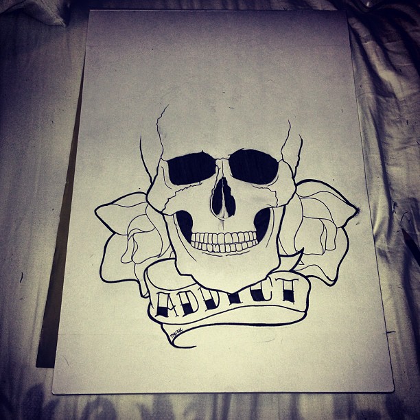 skull and banner