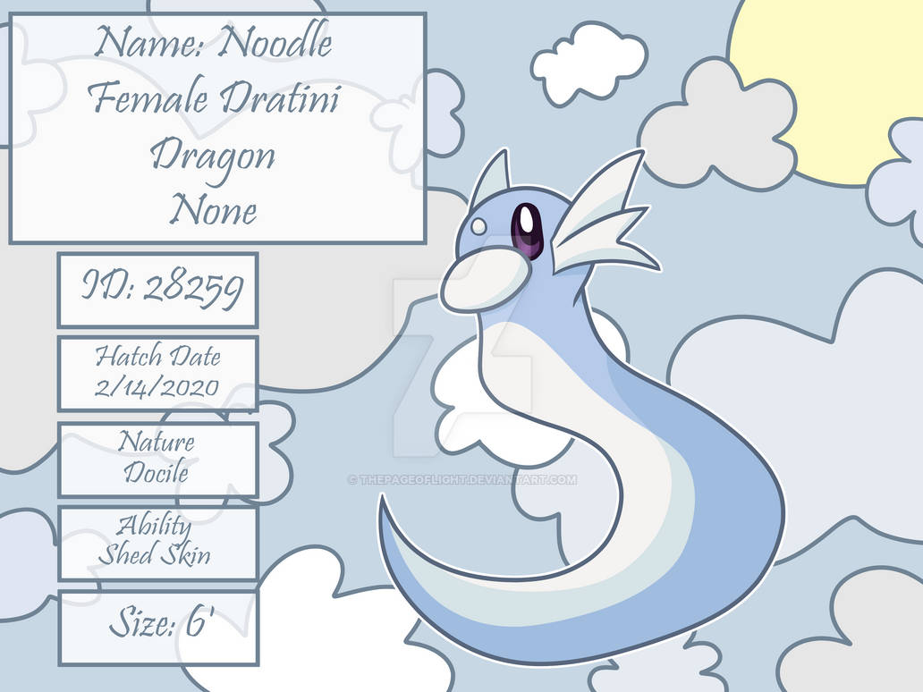 CC Noodle the Dratini by thePageOfLight DeviantArt