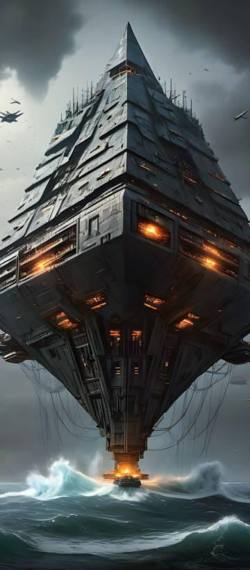 Traingular Rocketship Triangular Ship Flying Out of the Ocean by Nestor320 on DeviantArt