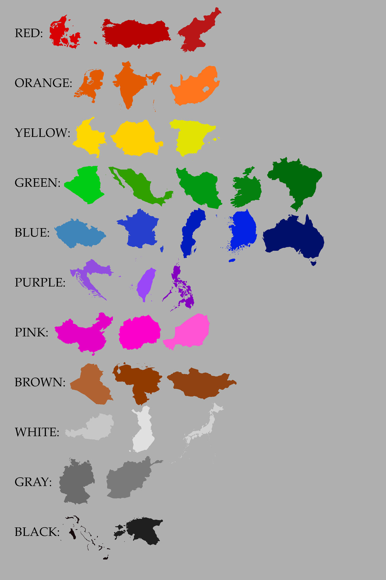 Three Color Color Map Colors I use for countries in my colored maps by Alexkiszl2010 on ...