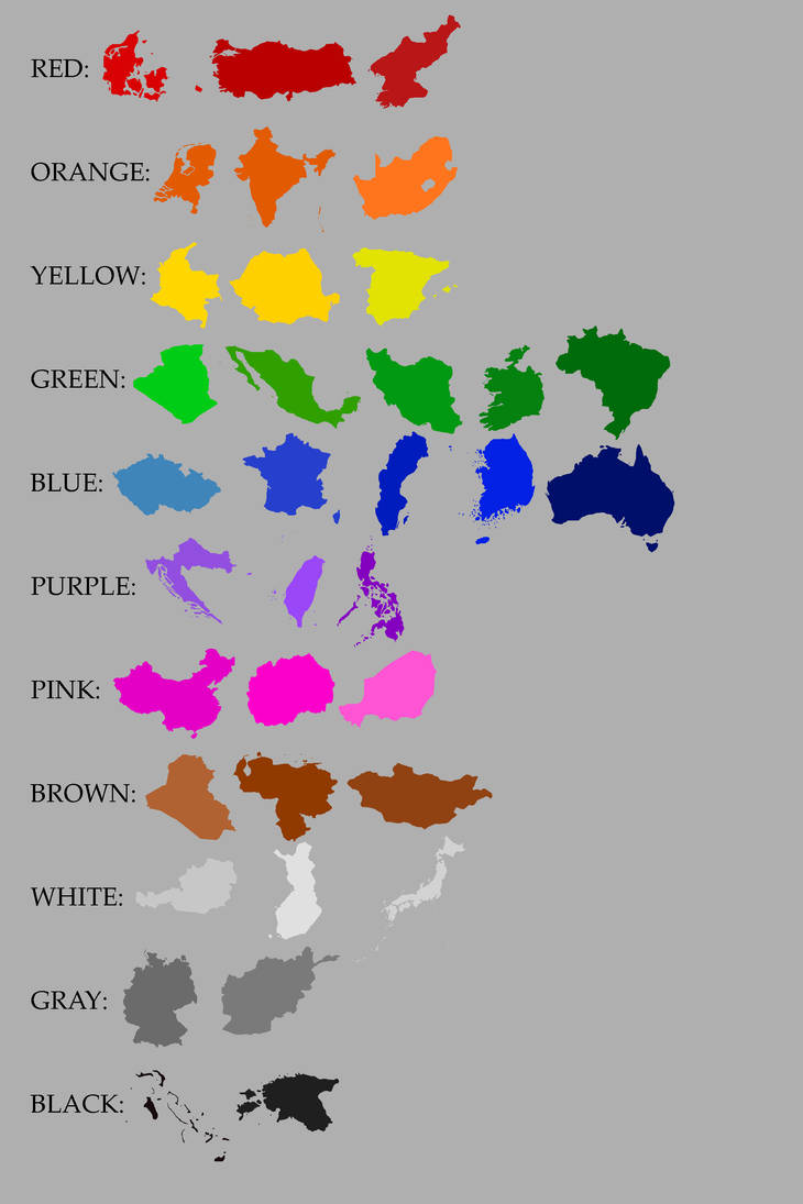 Colors I use for countries in my colored maps by Alexkiszl2010 on ...