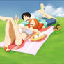 Luffy and Nami have a picnic