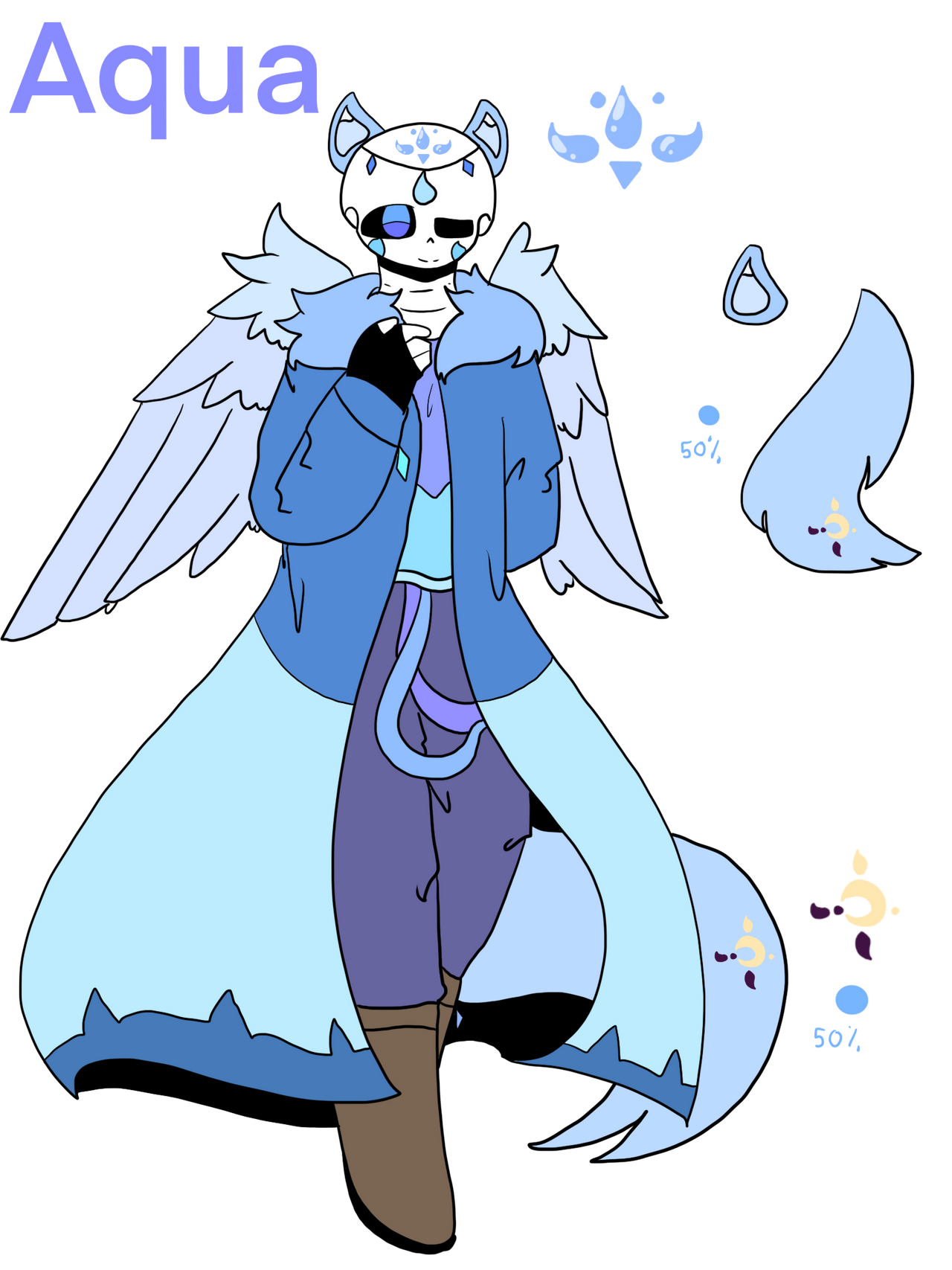Aqua || Ref sheet by GhostlyLinks on DeviantArt