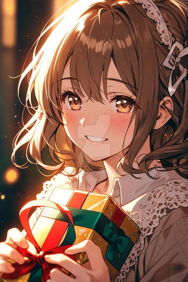 Anime girl with a gift by farta46 on DeviantArt
