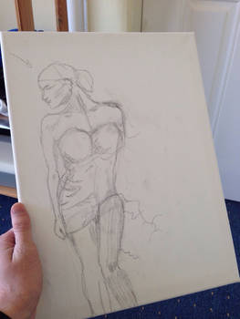 Sketch lady in a dress. 