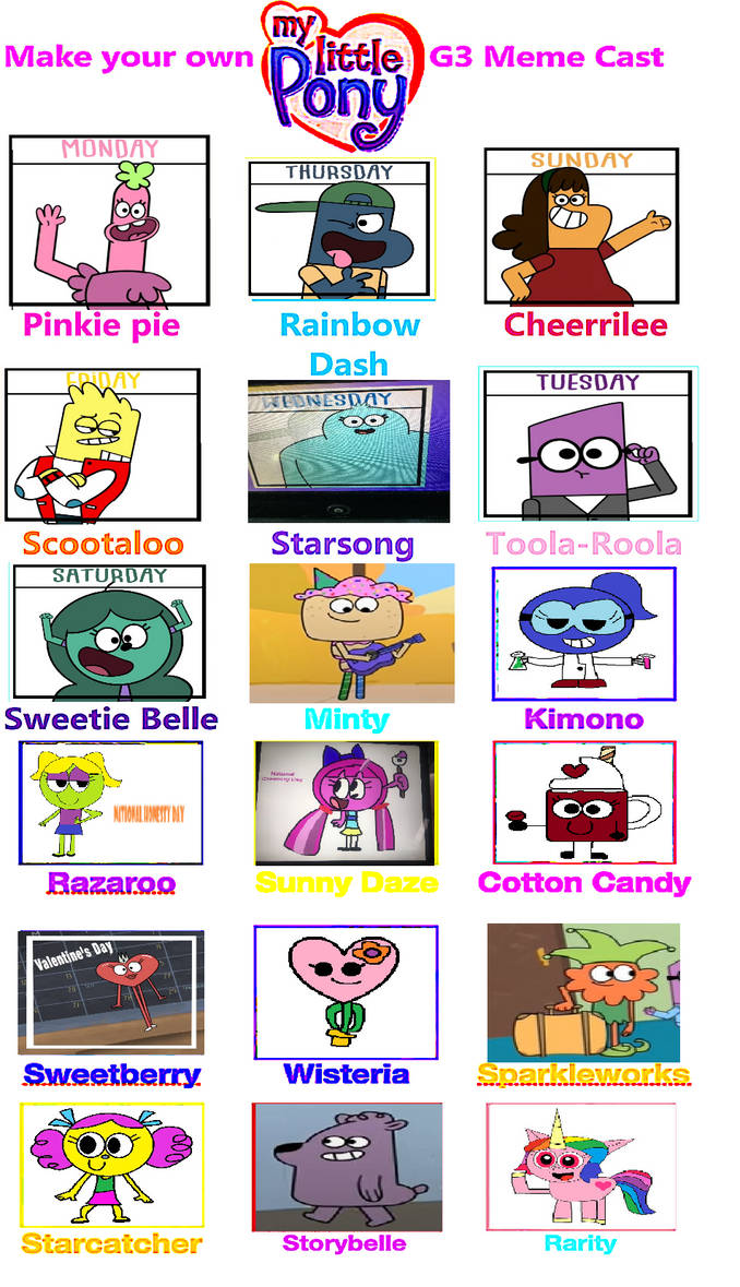 Weeklings Character G3 My Little Weeklings Cast Meme by TheSillyGooseClub on DeviantArt