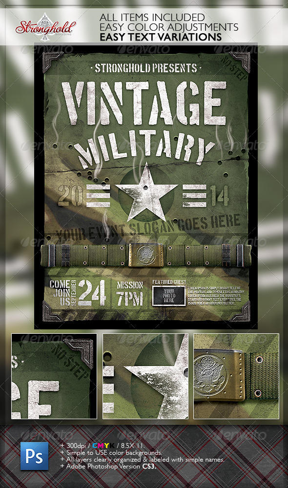 VINTAGE MILITARY ARMED FORCES FLYER TEMPLATE by STRONGHOLDSTUDIOS on ...