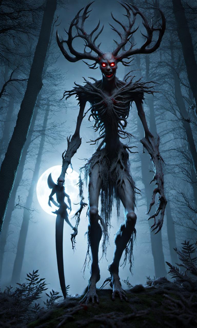 Windego Rdr Creepy Windigo standing in a forest and night unde by Husk69 on DeviantArt