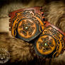 Viking and Celtic Knot-Work Leather Dragon Bracers