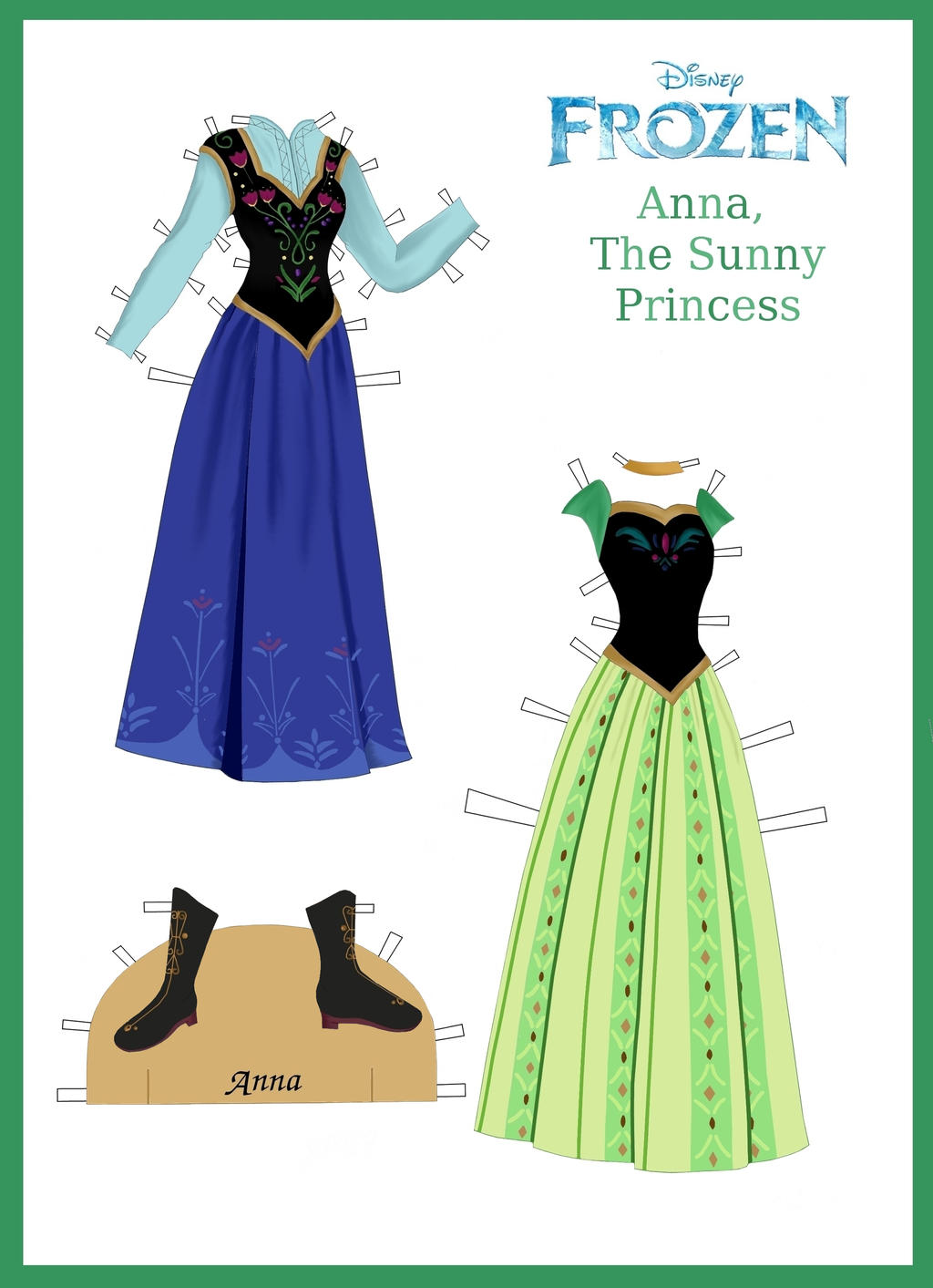 Disney's Frozen Paper Dolls: Anna's Outfits by evelynmckay on DeviantArt