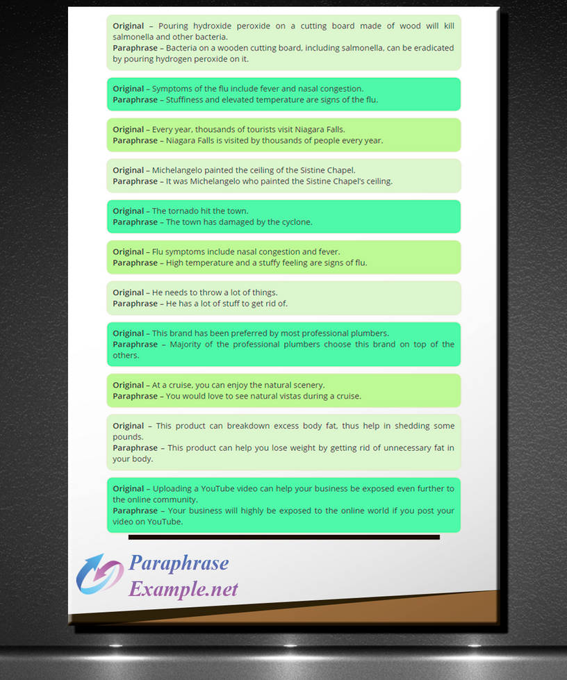 Examples of paraphrasing sentences by paraphrasingexamples on DeviantArt