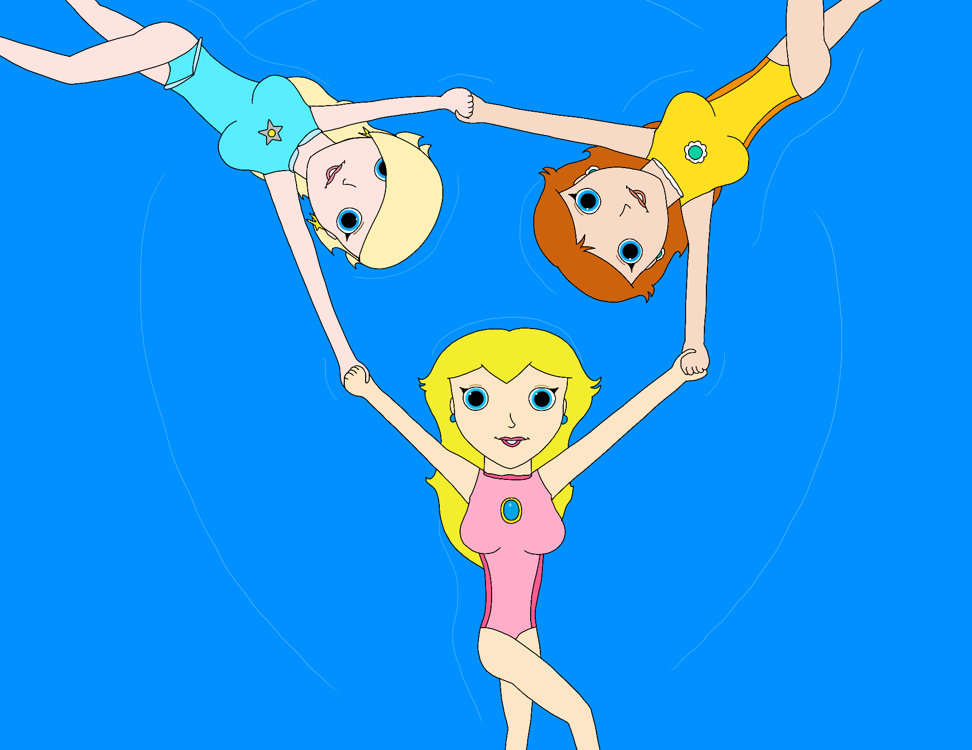 Synchronized Sinking Deviantart Peach, Rosalina and Daisy Synchronized Swimming by RobsonDoodle on ...