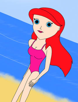 Ariel in a pink swimsuit