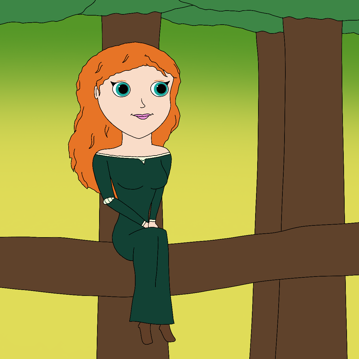 Merida sitting on the tree branch by RobsonDoodle on DeviantArt