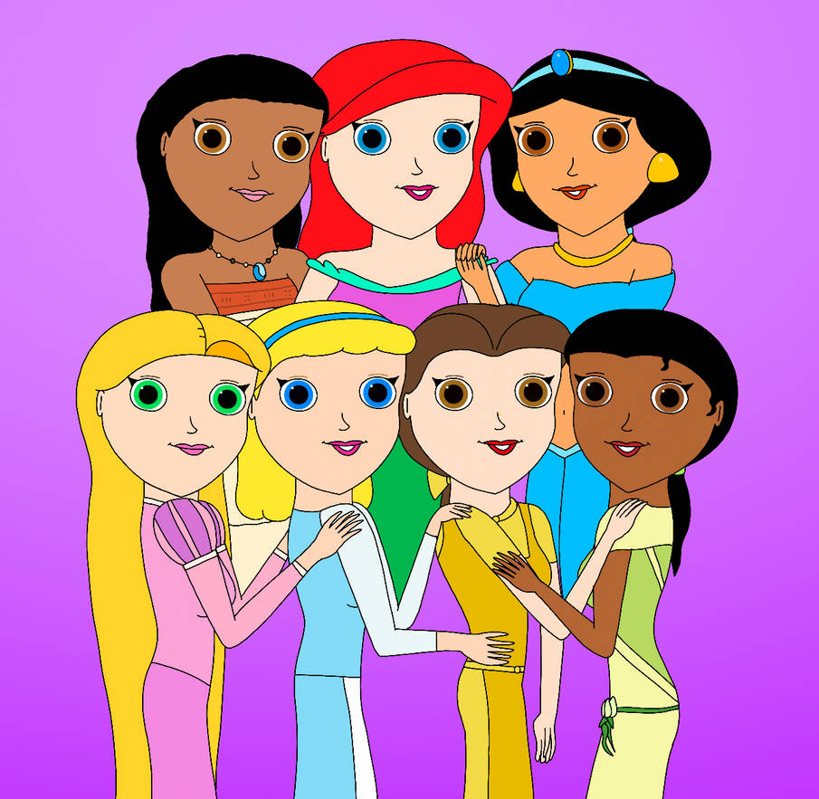 Prisseces Seven Disney Princesses in Purple by RobsonDoodle on DeviantArt