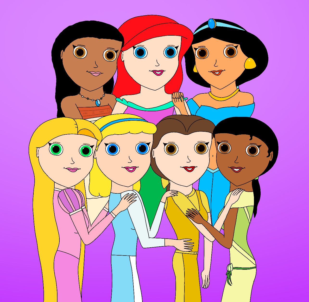 Seven Disney Princesses in Purple by RobsonDoodle on DeviantArt