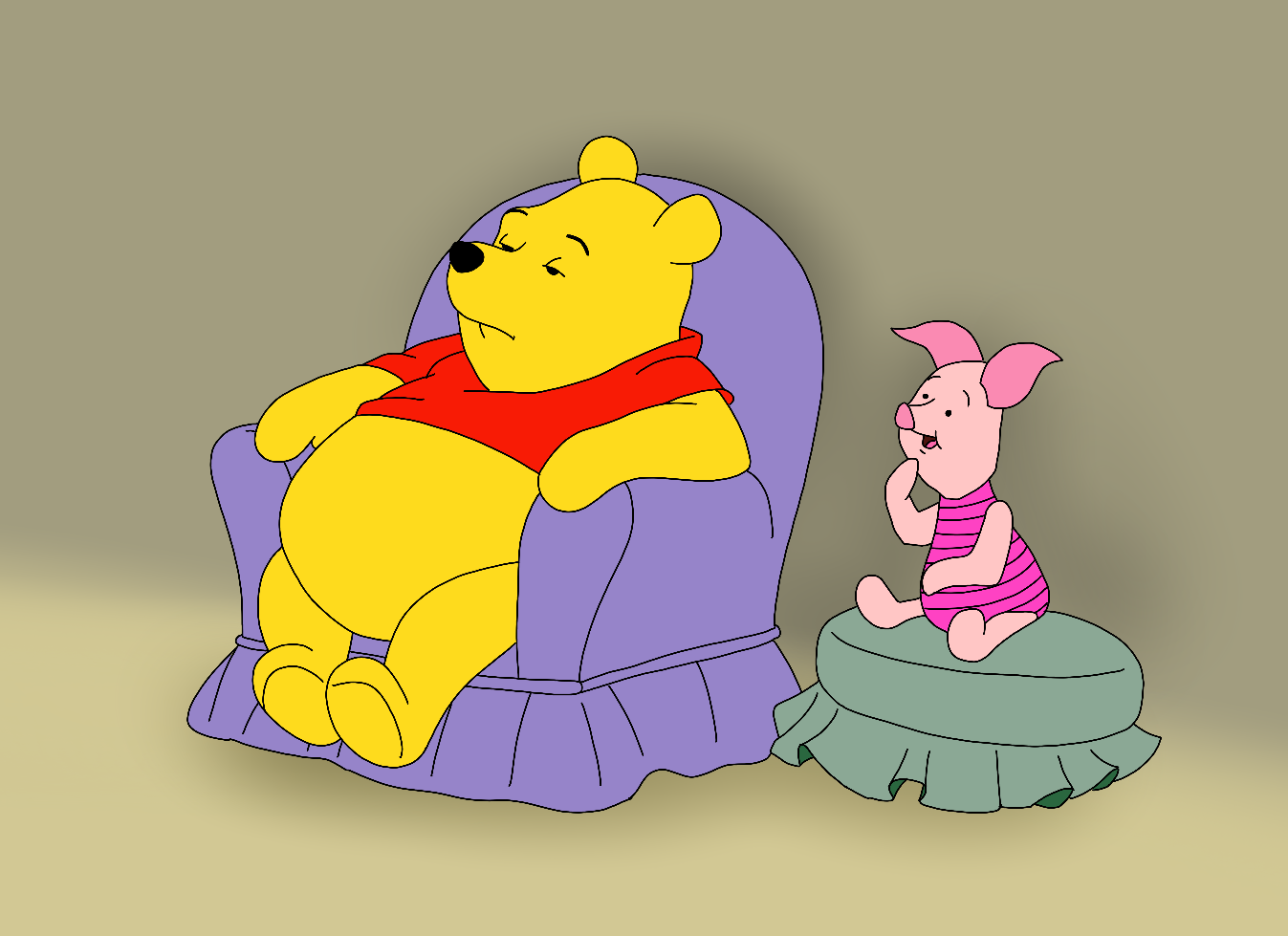 Pooh and Piglet sitting down by RobsonDoodle on DeviantArt