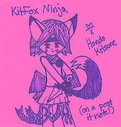 KitFox Ninja Post-It Note Art