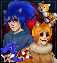 Sonic.exe and Tails doll redraw