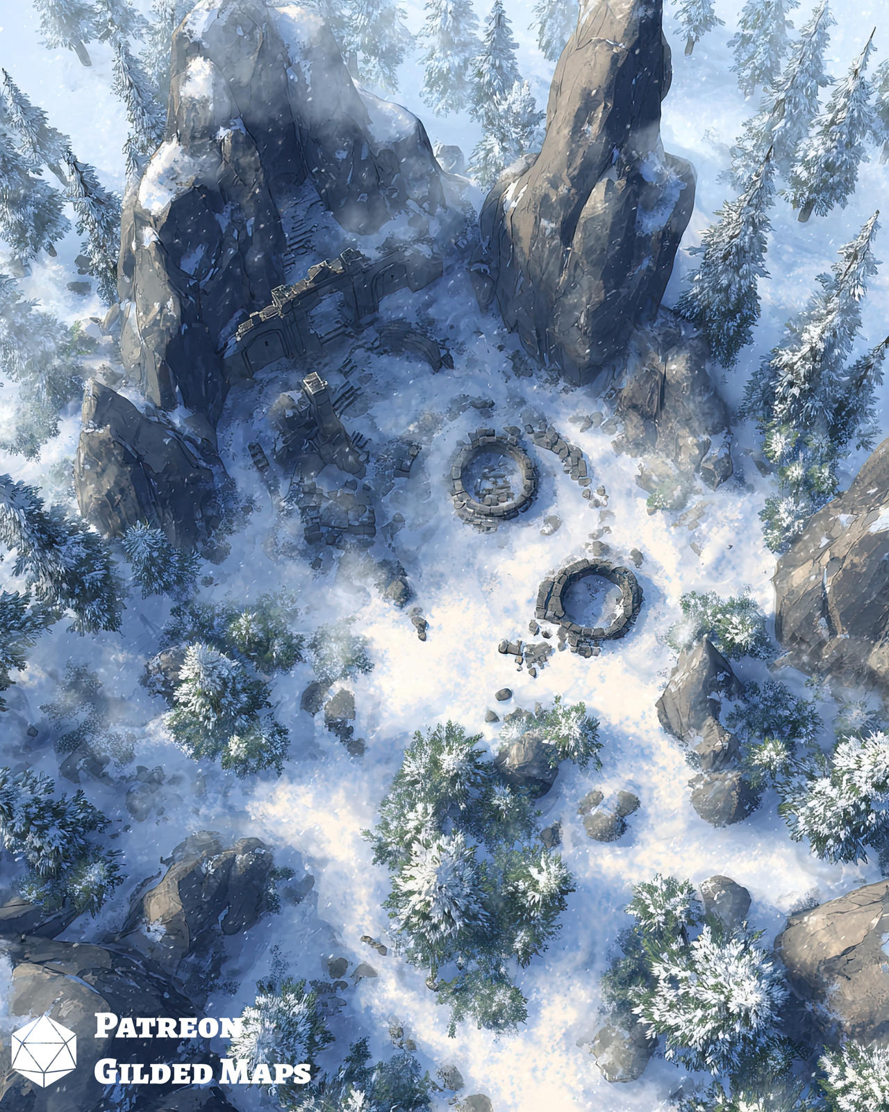 Deadfall Snowside Map Snow Ruins Battlemap by GildedMaps on DeviantArt